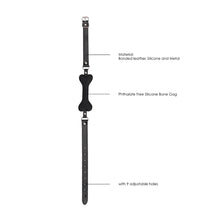 Ouch! Black & White Silicone Bone Gag With Adjustable Bonded Leather Straps Black