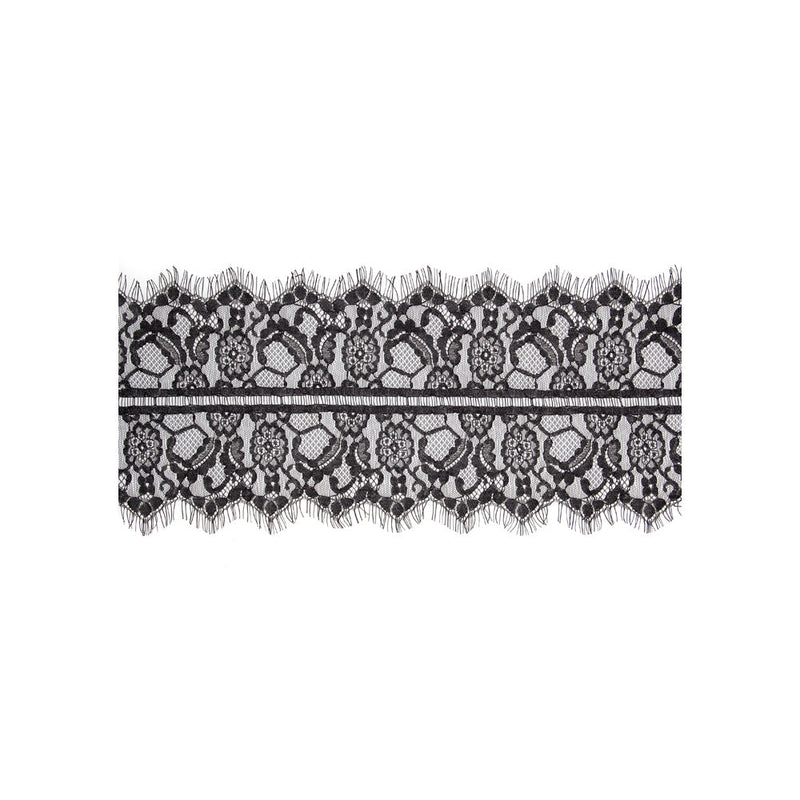 Ouch! Black & White Lace Mask With Elastic Straps Blindfold Black