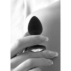 Ouch! Black & White Silicone Butt Plug With Removable Jewel Black