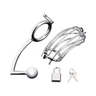 Blue Line Cock Cage with Anal Stimulator Silver