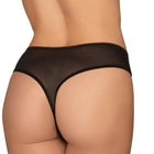 Dreamgirl Mesh Thong with Shadow Stripe Elastic Front Detail Black XL Hanging