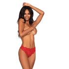 Dreamgirl Lace Tanga Open-Crotch Panty and Elastic Open Back Detail Red S