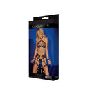 Black Label Halter Top, Crotchless Panty, Garters, and Restraints Black/Rose Gold OS