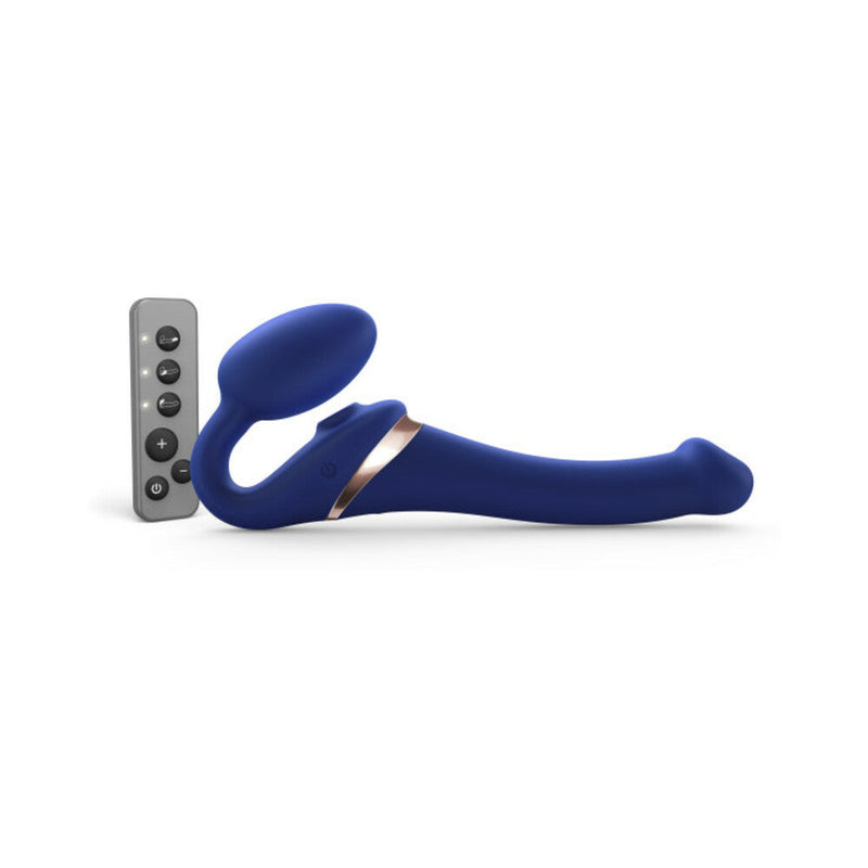 Strap-On-Me Rechargeable Remote-Controlled Multi Orgasm Bendable Strapless Strap-On Night Blue Small