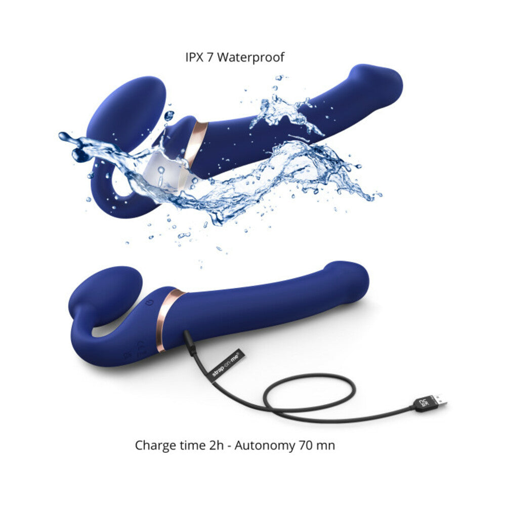 Strap-On-Me Rechargeable Remote-Controlled Multi Orgasm Bendable Strapless Strap-On Night Blue Small