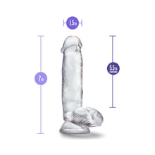 B Yours Diamond Gleam 7 in. Dildo with Balls Clear