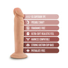 Dr. Skin Plus Realistic 6 in. Triple Density Posable Dildo Beige