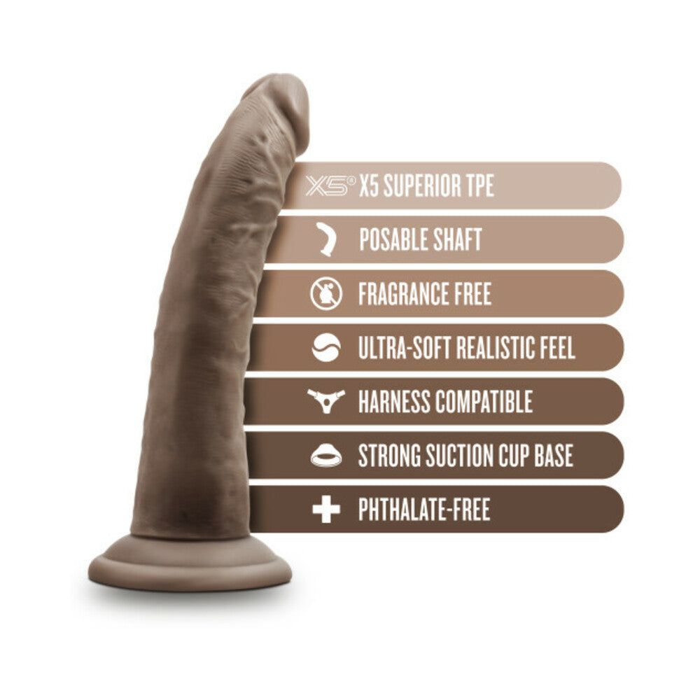 Dr. Skin Plus Realistic 7 in. Triple Density Posable Dildo Brown