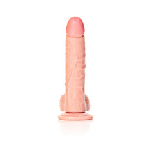 RealRock Realistic 8 in. Curved Dildo With Balls and Suction Cup Beige