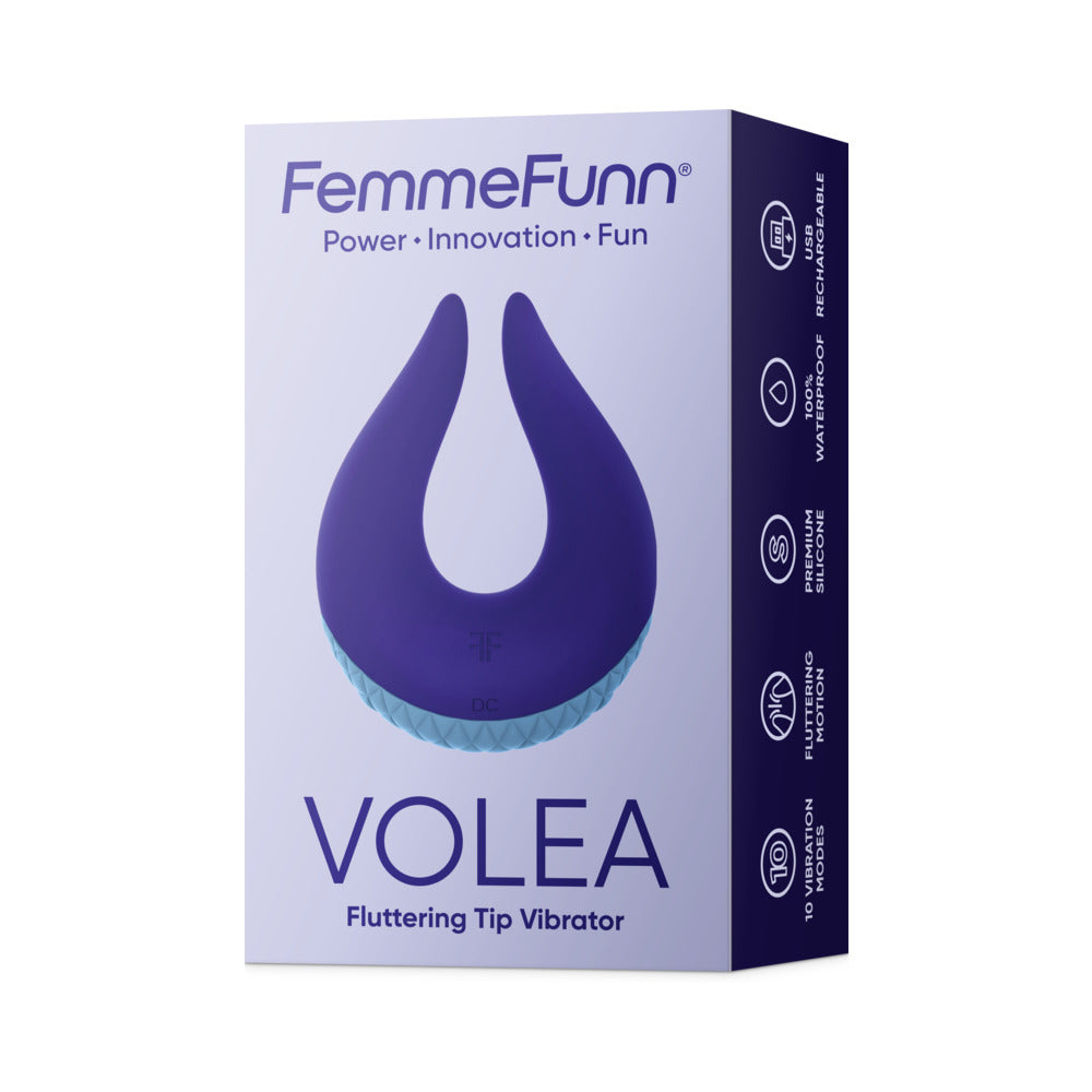 FemmeFunn Volea Rechargeable Silicone Fluttering Tip Vibrator Dark Purple