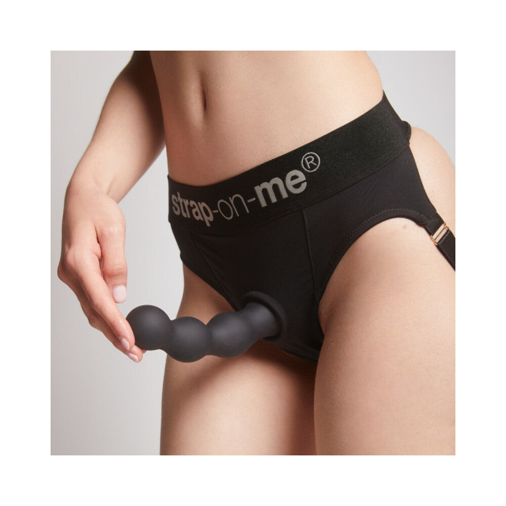 Strap-On-Me Hybrid Collection Silicone Dildo Plug Balls Black X-Large