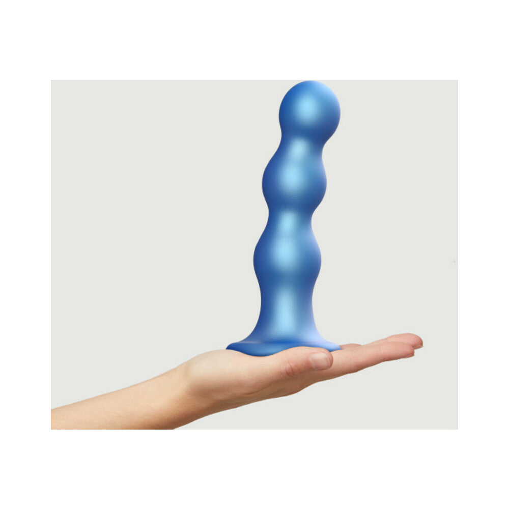 Strap-On-Me Hybrid Collection Silicone Dildo Plug Balls Metallic Blue X-Large