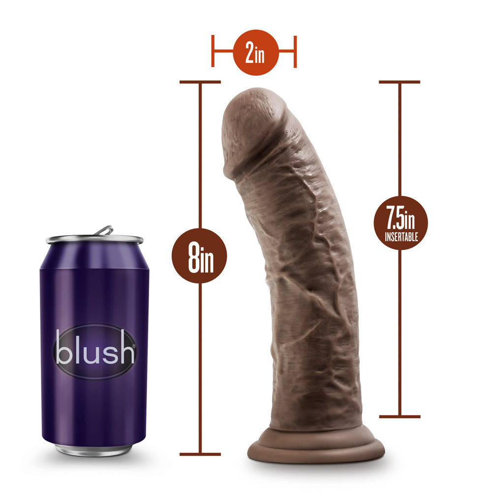Dr. Skin Plus Thick 8 in. Triple Density Posable Dildo Brown