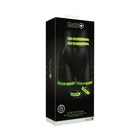 Ouch! Glow in the Dark 5-Piece Bonded Leather Thigh & Handcuffs With Belt Restraint Neon Green L/XL