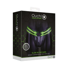 Ouch! Glow in the Dark Bonded Leather Buckle Jock Strap Neon Green L/XL