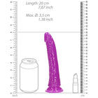 RealRock Glow in the Dark Slim 7 in. Dildo Neon Purple