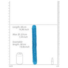 RealRock Glow in the Dark Double Dong 15 in. Dual-Ended Dildo Neon Blue