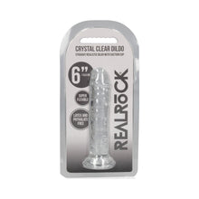 RealRock Crystal Clear Straight 6 in. Dildo Without Balls Clear