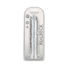 RealRock Crystal Clear Straight 11 in. Dildo Without Balls Clear