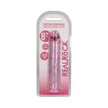 RealRock Crystal Clear Straight 8 in. Dildo Without Balls Pink