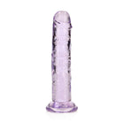 RealRock Crystal Clear Straight 6 in. Dildo Without Balls Purple