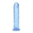 RealRock Crystal Clear Straight 7 in. Dildo Without Balls Blue