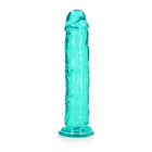 RealRock Crystal Clear Straight 11 in. Dildo Without Balls Turquoise