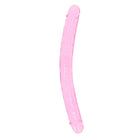 RealRock Crystal Clear Double Dong 18 in. Dual-Ended Dildo Pink