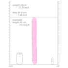 RealRock Crystal Clear Double Dong 18 in. Dual-Ended Dildo Pink