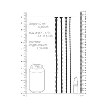 Ouch! Urethral Sounding Advanced Silicone Spiral Screw Plug Set Black 7 mm / 8 mm / 9 mm / 10 mm