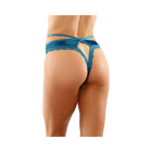 Kalina Velvet Strappy Cut-Out Thong With Keyhole Back Teal S/M