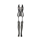 Le Desir Lace Suspender Bodystocking Black O/S