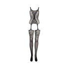 Le Desir Fishnet & Lace Gartered Bodystocking Black O/S