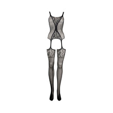 Le Desir Fishnet & Lace Gartered Bodystocking Black O/S