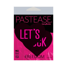 Pastease Love: Let''s Fuck Black Heart on Neon Pink Base Nipple Pasties