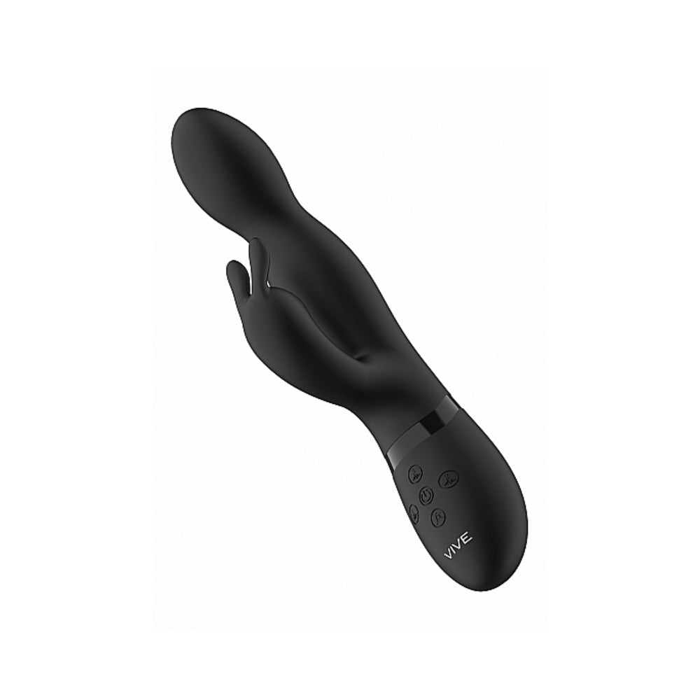 VIVE NIVA Rechargeable 360Â° Rotating Silicone Rabbit Vibrator Black