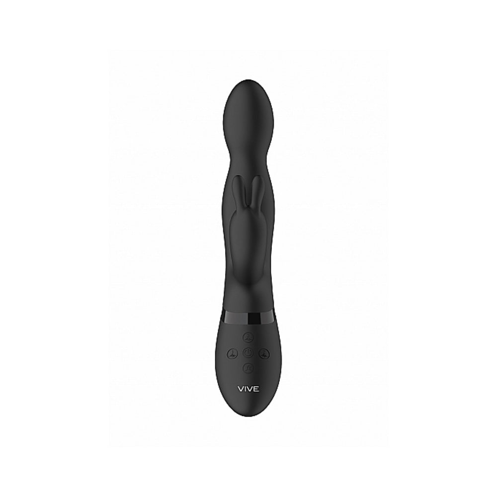 VIVE NIVA Rechargeable 360Â° Rotating Silicone Rabbit Vibrator Black