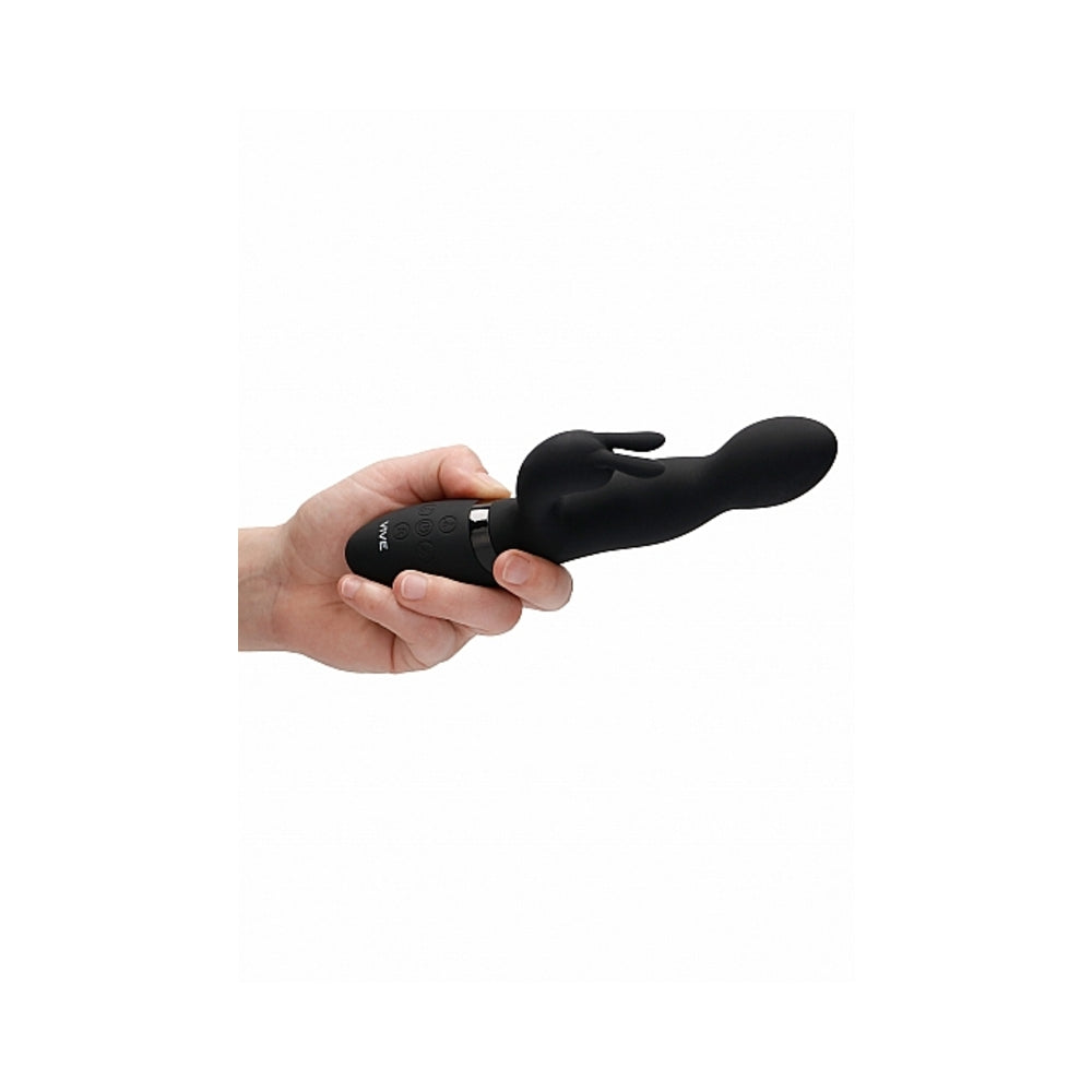 VIVE NIVA Rechargeable 360Â° Rotating Silicone Rabbit Vibrator Black