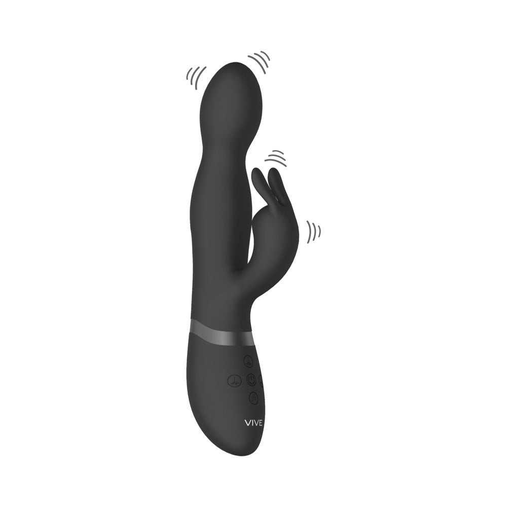 VIVE NIVA Rechargeable 360Â° Rotating Silicone Rabbit Vibrator Black
