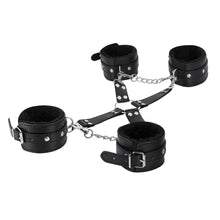 Male Power Leather All 4''s Fuzzy Cuff Set Black