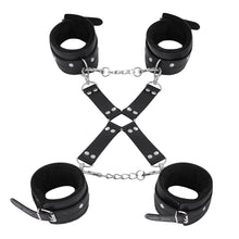 Male Power Leather All 4''s Fuzzy Cuff Set Black
