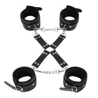 Male Power Leather All 4''s Fuzzy Cuff Set Black