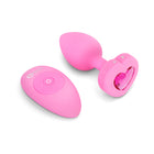 b-Vibe Vibrating Heart Anal Plug with Heart-Shaped Jewel Base Small/Medium Pink