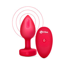 b-Vibe Vibrating Heart Anal Plug with Heart-Shaped Jewel Base Medium/Large Red