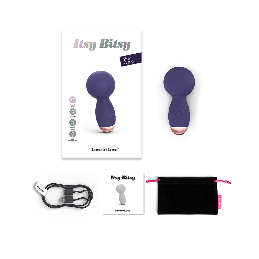 Love to Love Itsy Bitsy Rechargeable Silicone Mini Wand Vibrator Midnight Indigo