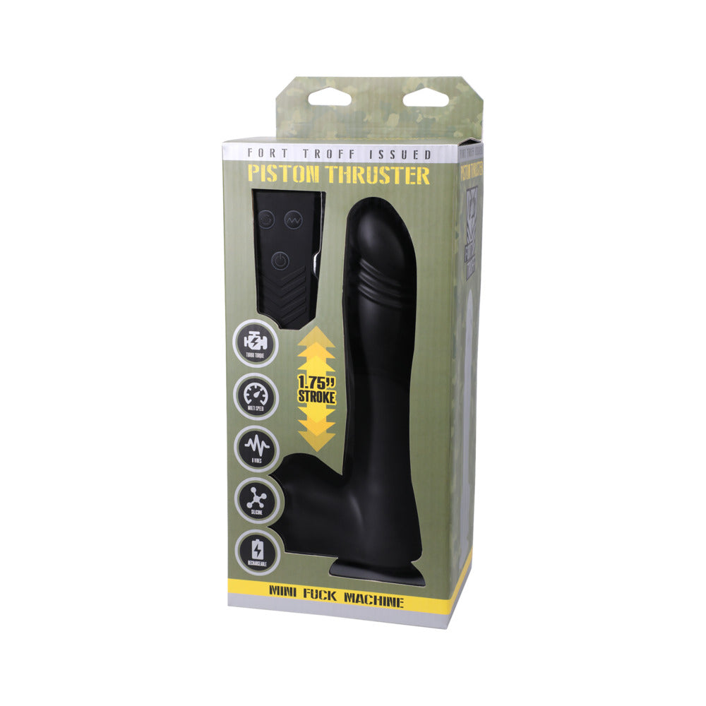 Fort Troff Piston Thruster Mini Fuck Machine Rechargeable Remote-Controlled Silicone 8.5 in. Thrusting Dildo Black