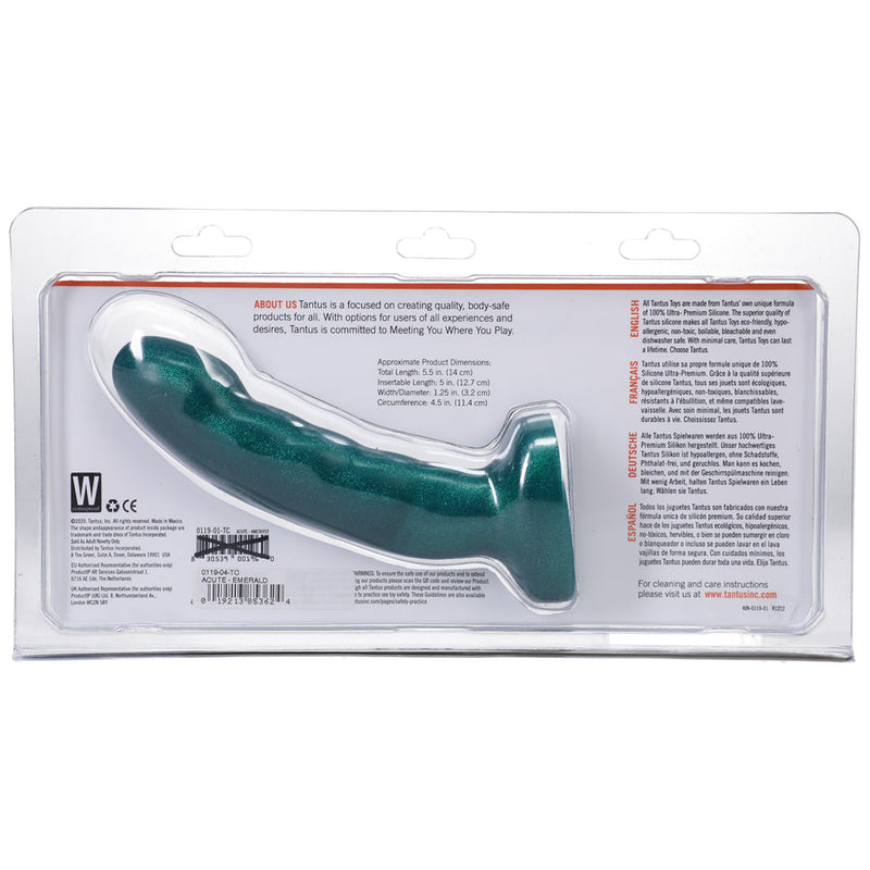 Tantus Acute 5.5 in. Curved Dildo Medium-Firm Emerald