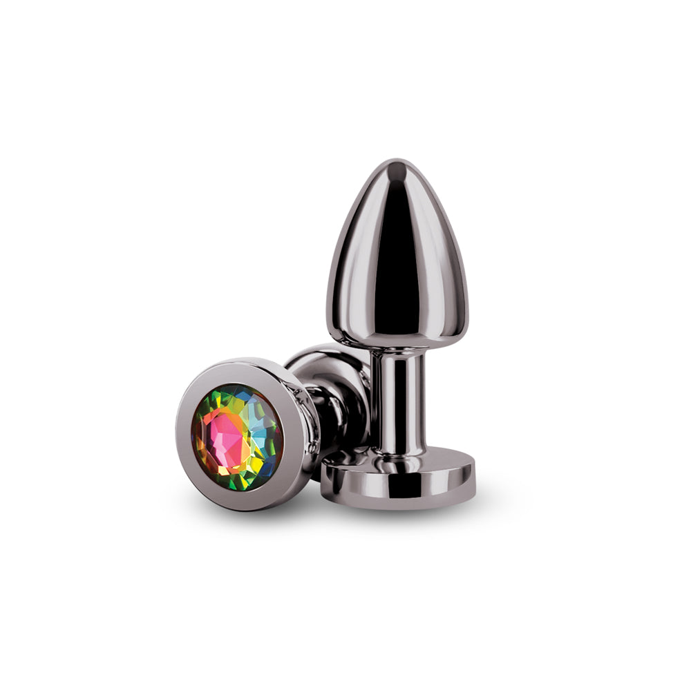 Rear Assets Petite Metal Anal Plug Gunmetal/Rainbow