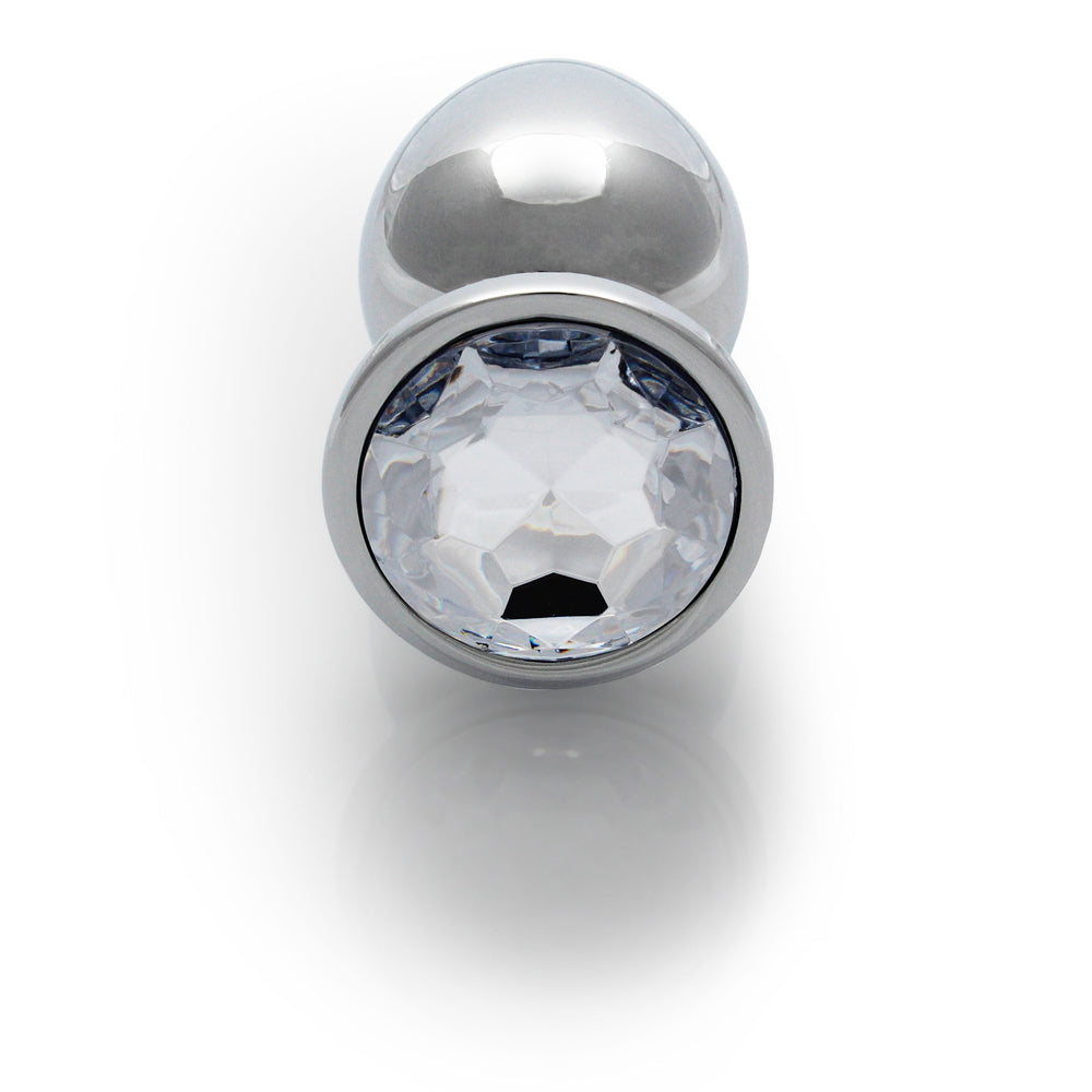 Ouch! Round Gem Butt Plug Medium Silver/Diamond