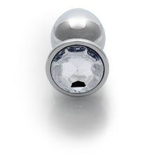 Ouch! Round Gem Butt Plug Medium Silver/Diamond